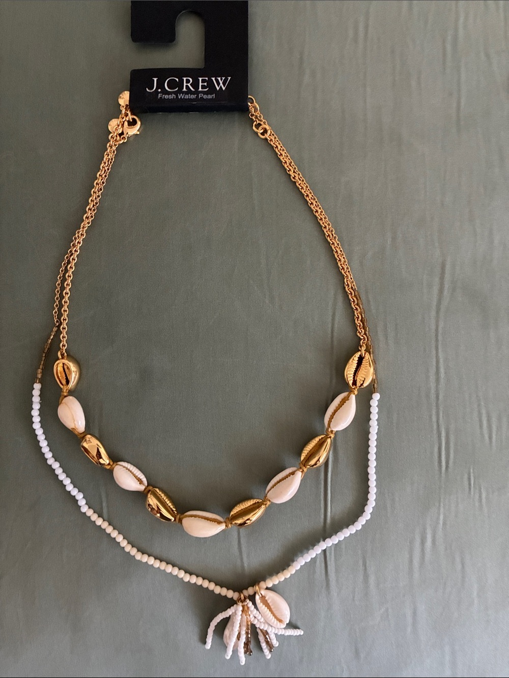 J.Crew pearl, shell, and gold tone beads Necklace Set
